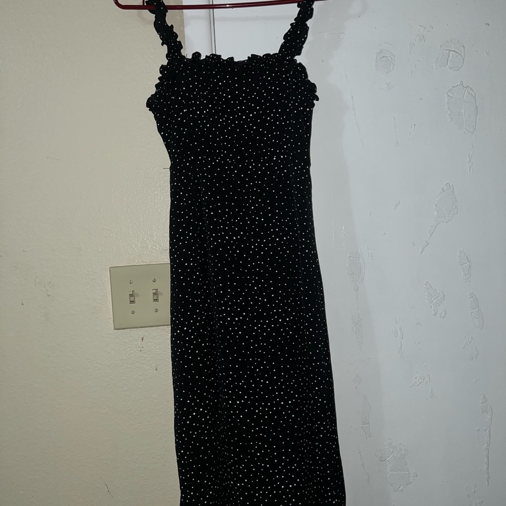 Fashion Nova Black and White Polka Dot Midi Dress